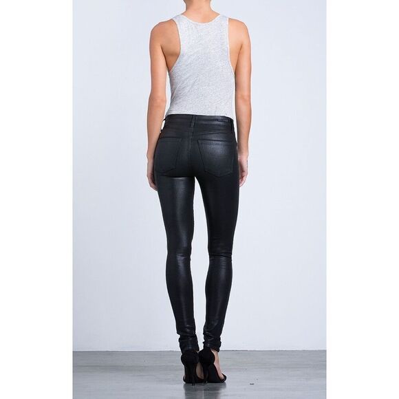Citizens of Humanity Rocket High Rise Skinny Black Leatherette Jeans Size 31 - Picture 3 of 14